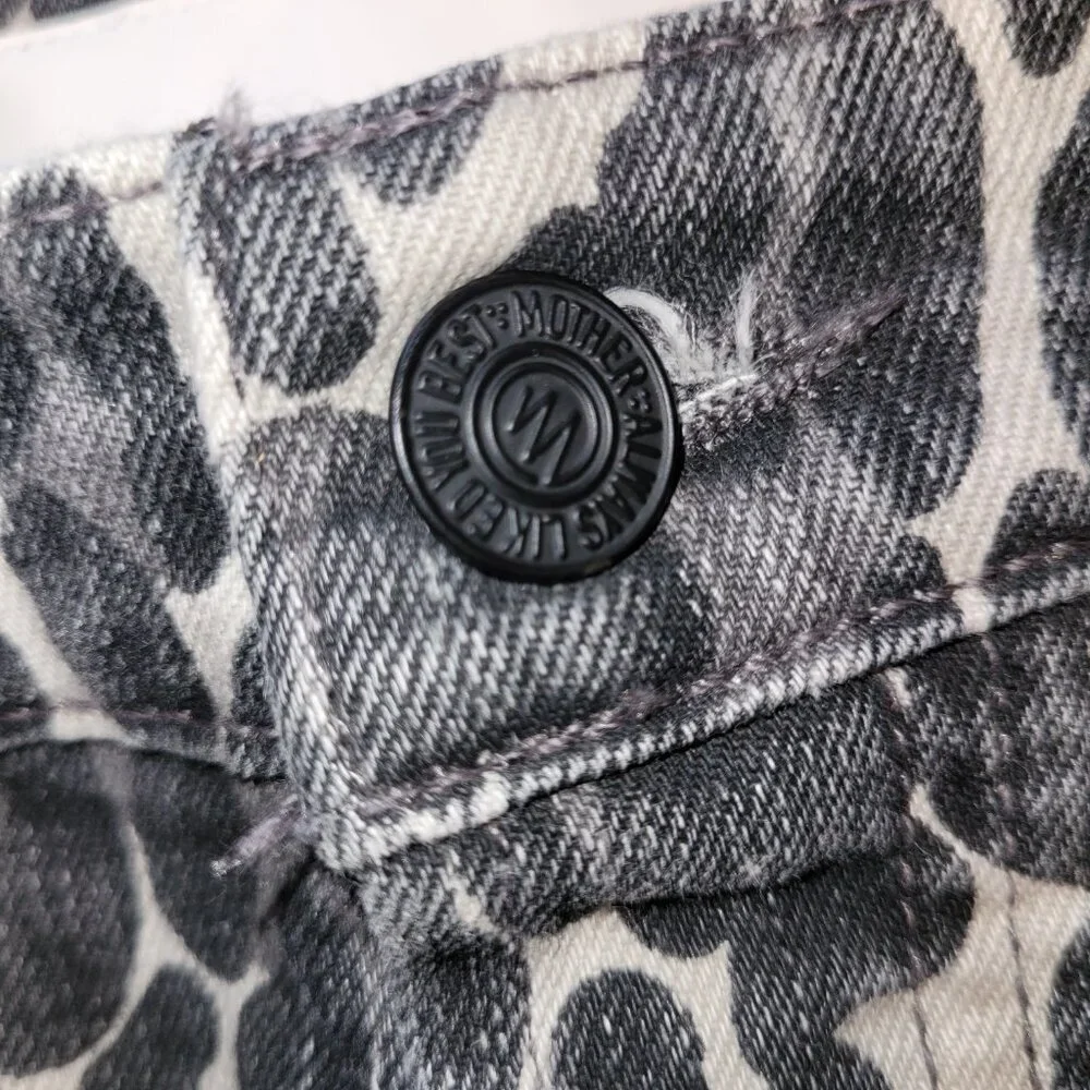 MOTHER Black and White Animal Print Skirt